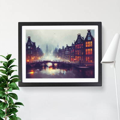 Amsterdam Canal at Night - Framed Print