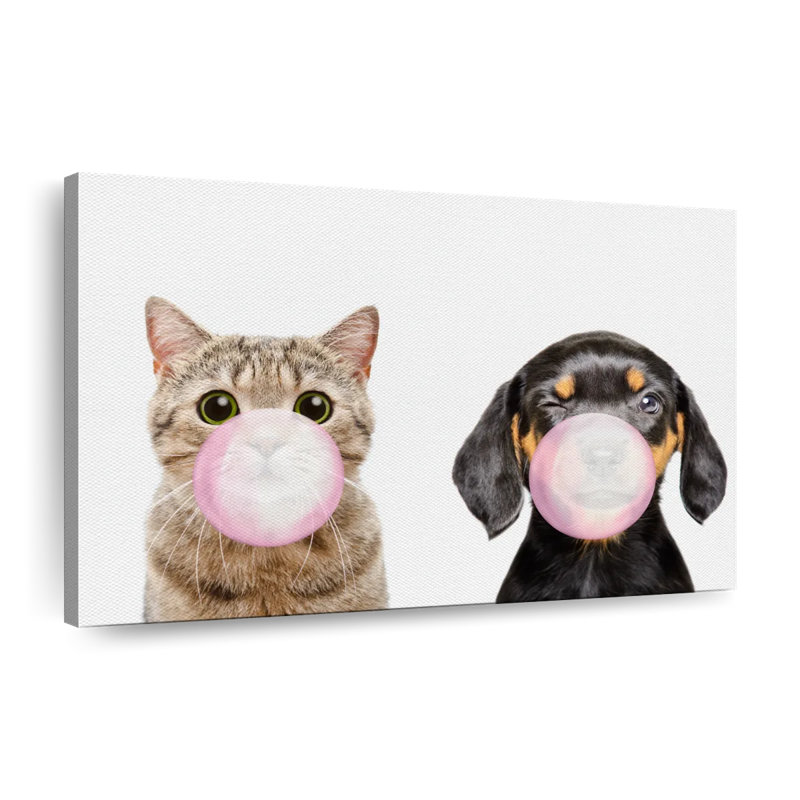 " Two Bubble Gum Pets " by Emma P, 16" H x 24" W x 1.25" D