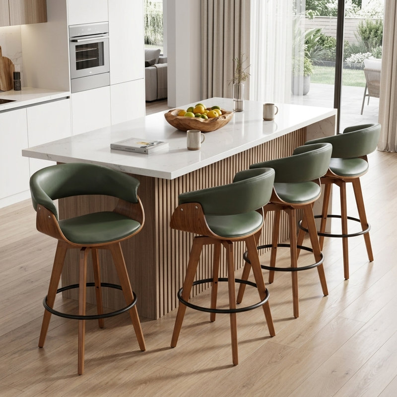 Tabouret de bar pivotant en similicuir 26 po, Vert