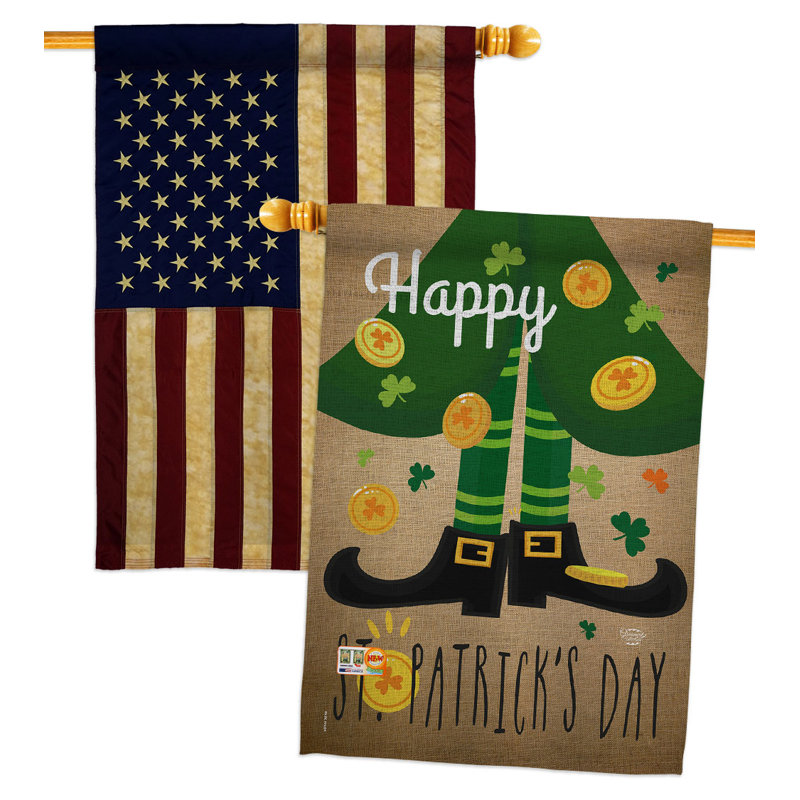 Drapeau maison 3 pi 3 po x 2 pi 3 pi en polyester Happy St Patrick's Day