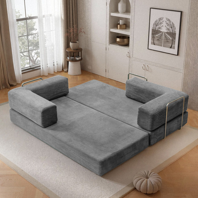 Cloud Boneless Couch Futon Sofa Bed, 5-In-1 Convertible Sofa Bed Pull Out Couch Sleeper Sofa Compressed Loveseat, Gris clair