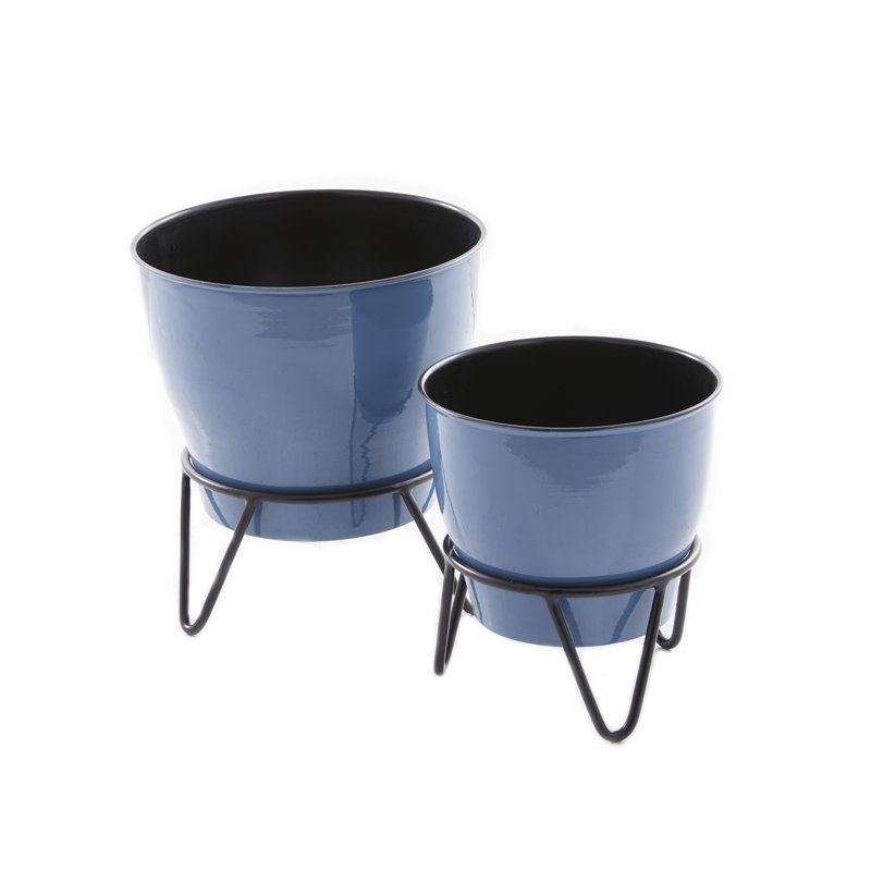 Ensemble de 2 pots à fleurs en fer Cole and Grey, Bleu