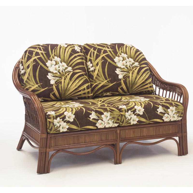 Wittig Upholstered 52'' Loveseat, Pecan, Teal/White Floral