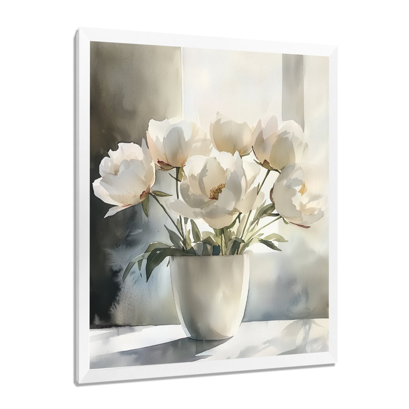 Blaisdell - Art mural floral, Reproduction encadrée d'une seule photo, H 20 po x l 12 po, Blanc