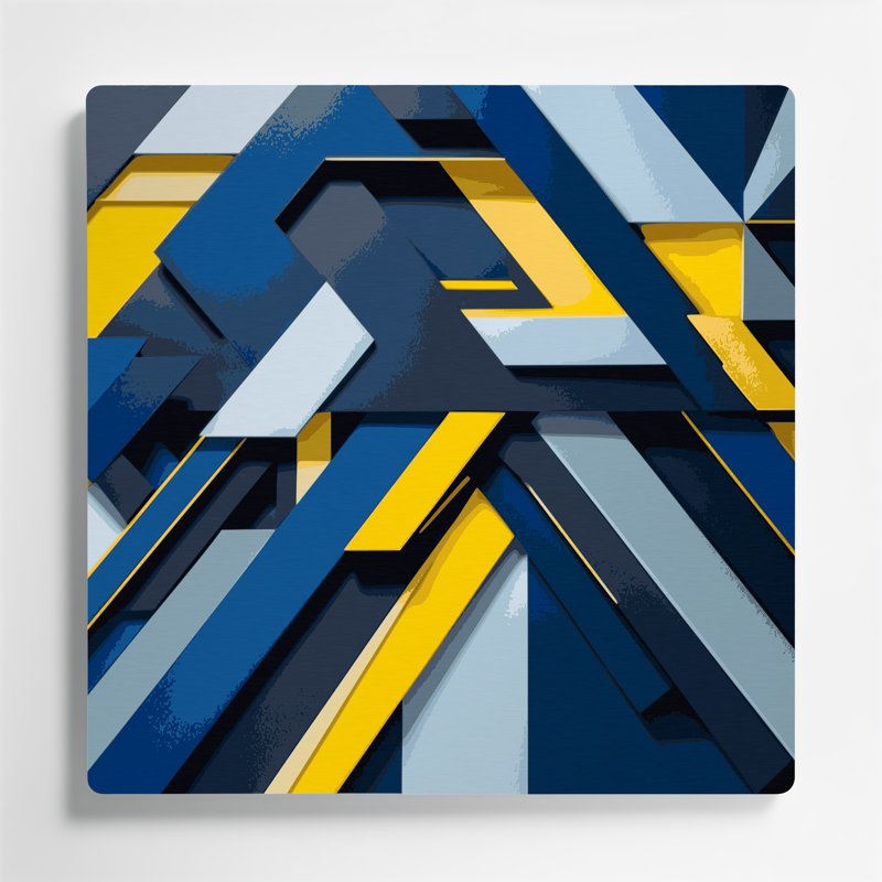 «Geometric Abstraction 17», art mural en métal bleu, H 12 po x l 12 po