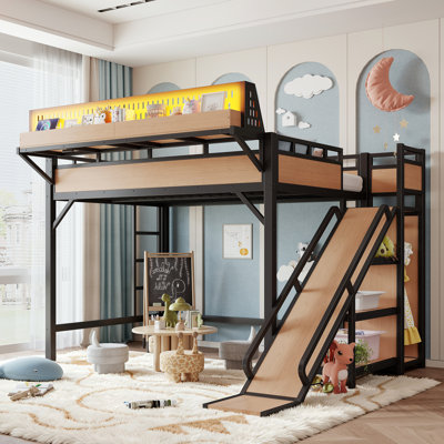 Lit mezzanine double avec tablettes coulissantes AdventureNest