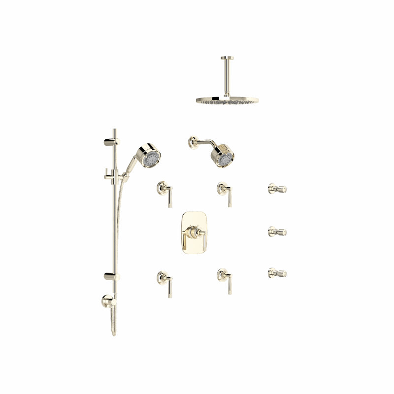 Graceline Thermostatic Complete Shower System with Rough-in Valve, Polished Nickel