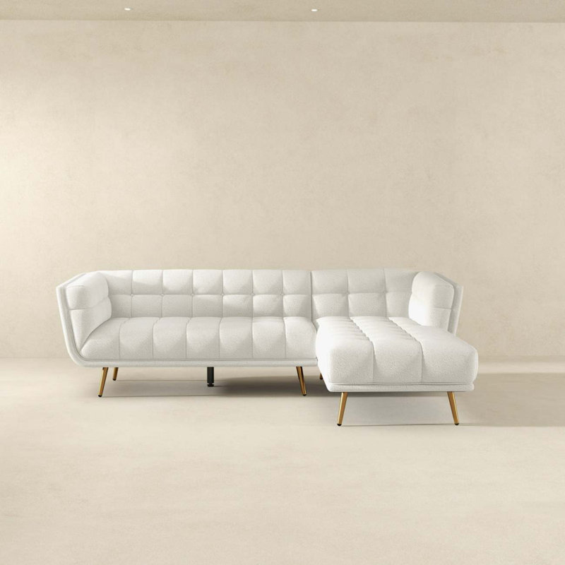 Canapé modulaire crème avec repose-pieds
