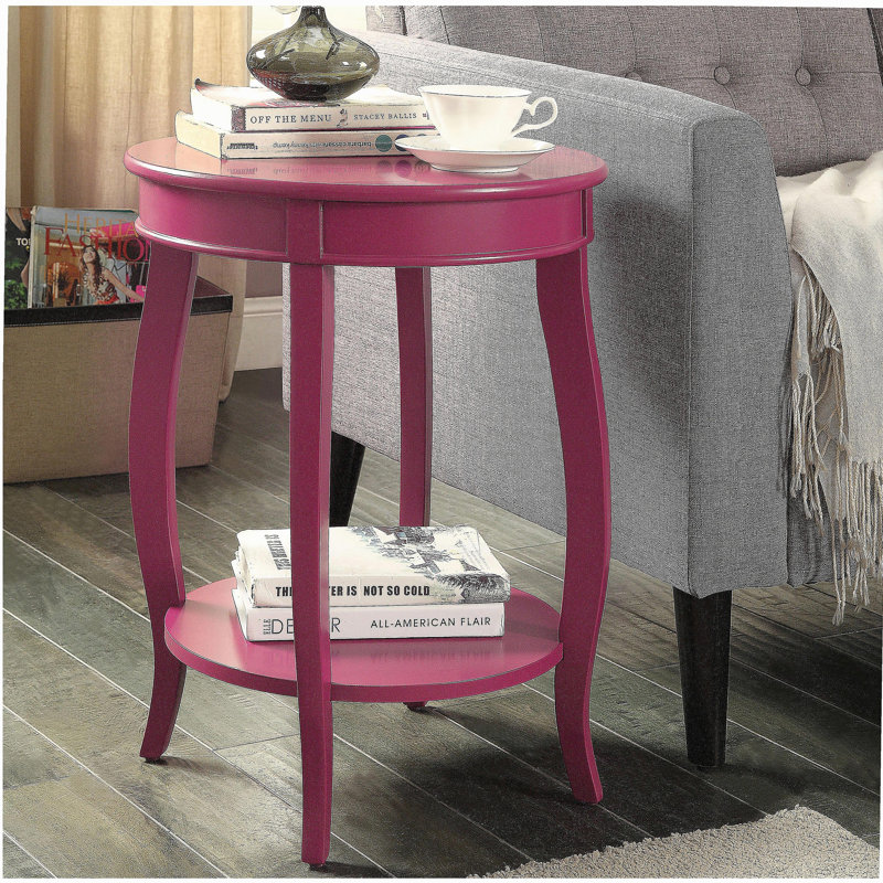 Table d'appoint décorative mauve avec tablette inférieure