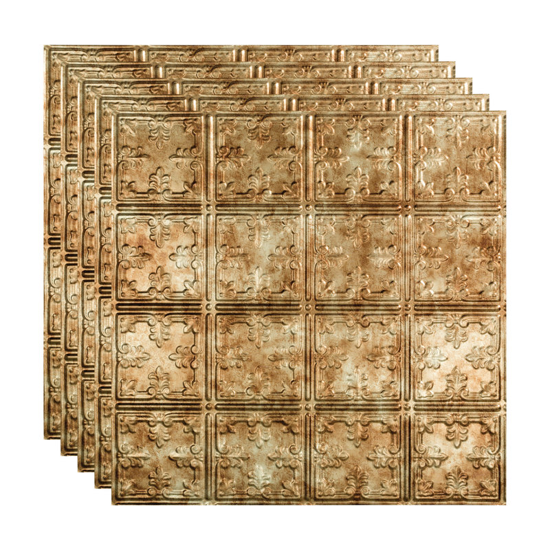 Traditional 24'' L x 24'' W Textured Vinyl Drop-In Ceiling Tile, Bermuda Bronze
