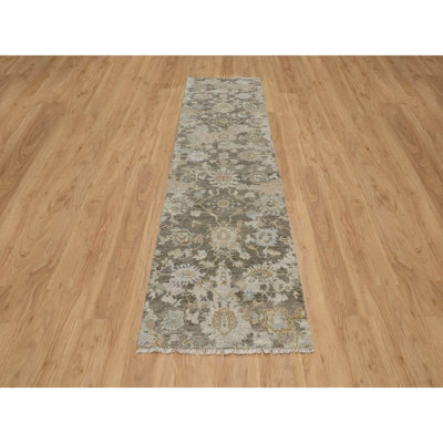 2'8"x10'3" Brown Broken Oushak Design Pure Wool Hand Knotted Runner Rug C0A7FA3F12F34190A4F6731F9FFC5F36