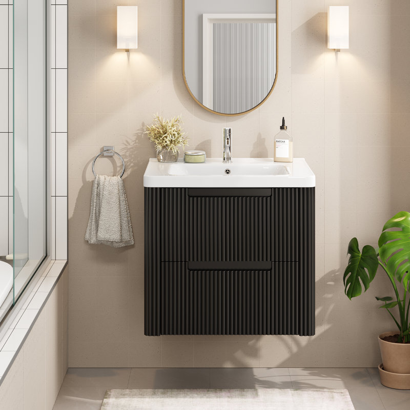 Meuble-lavabo à 2 tiroirs Linear Series, Noir, 24"