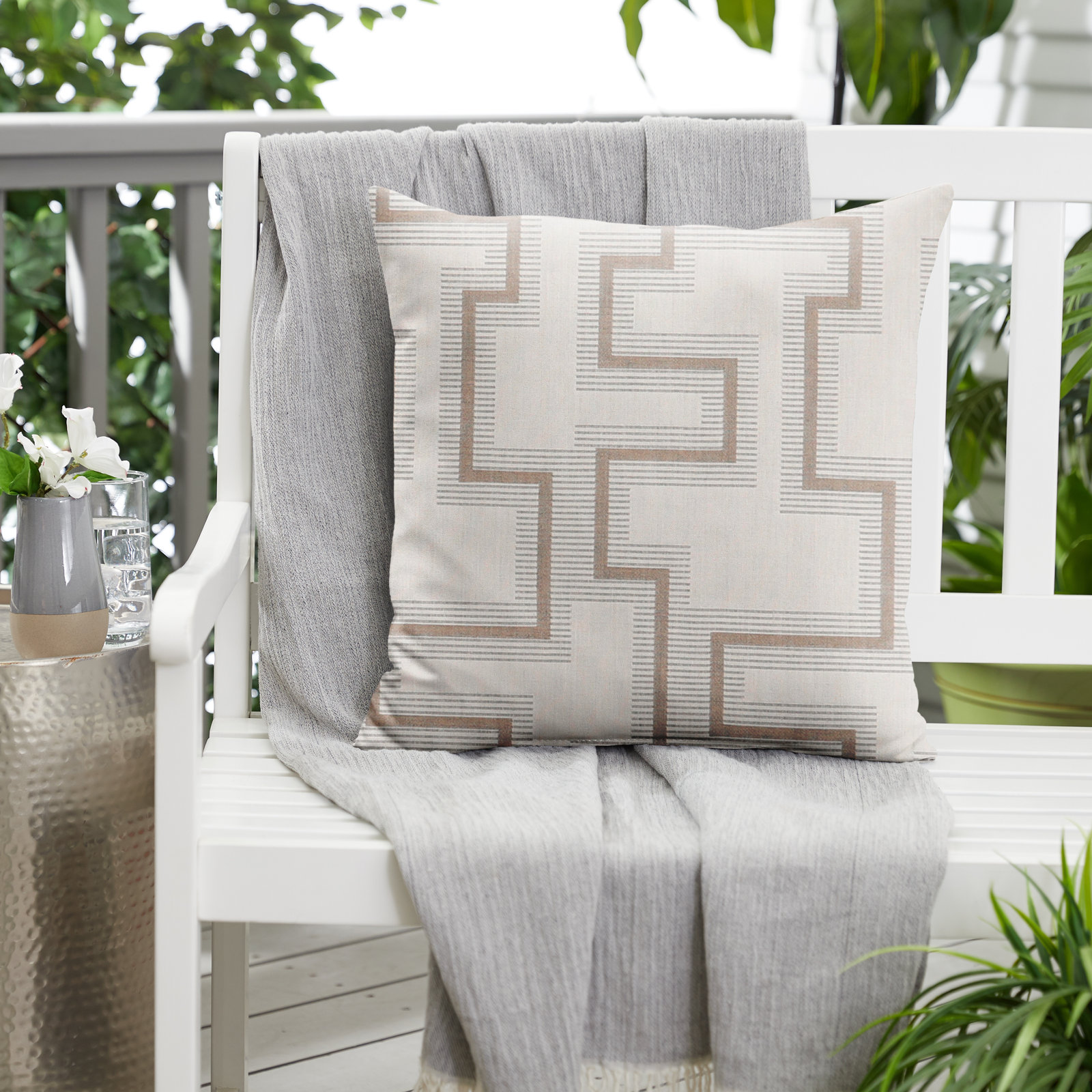 Outdoor Geometric Throw Pillow, 20" x 20"