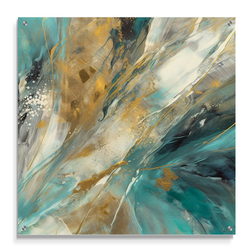 Codecido - Art mural abstrait en acrylique moderne, H 16 po x l 16 po