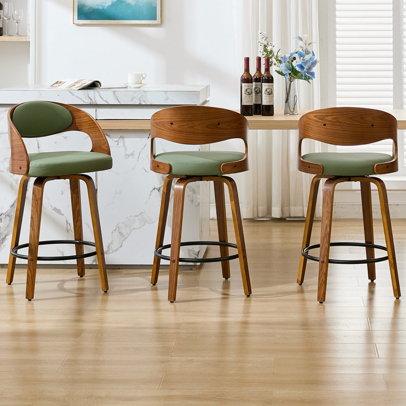 Ensemble de 3 tabourets de bar Kovacs, Green, Tabouret de comptoir (assise à une hauteur de 26