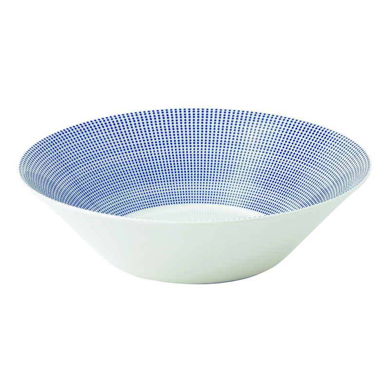 Coastal Charm Blue Dot 11.5" Ceramic Serving Bowl