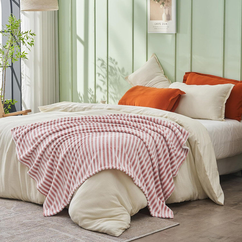 Dot Velvet Throw Blanket, Dusty Pink