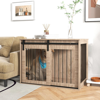 Table pour chenil Dog Furniture - brun noyer, 39 po x 23 po x 24 po, pour grands chiens, intérieur, chenil, coffre-fort, ventilé