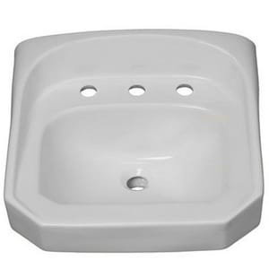 White Ceramic Wall-Mount Rectangular Bathroom Sink with Overflow