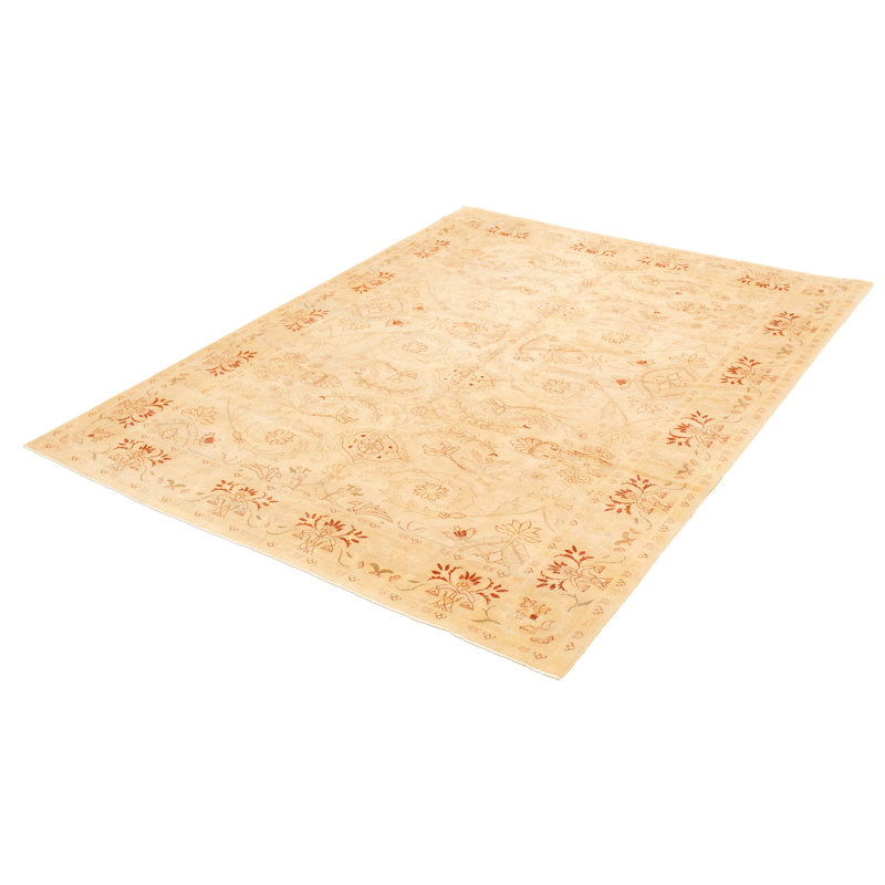 Tapis unique en laine noué à la main de style années 1990 de 7 pi 9 po x 10 pi 5 po Gunnhild