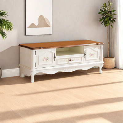 Natural wood grain TV cabinet retro