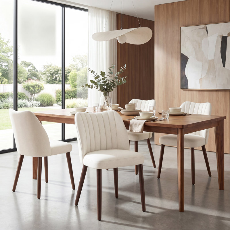 46.4 cm H Fabric Side Chair, Beige