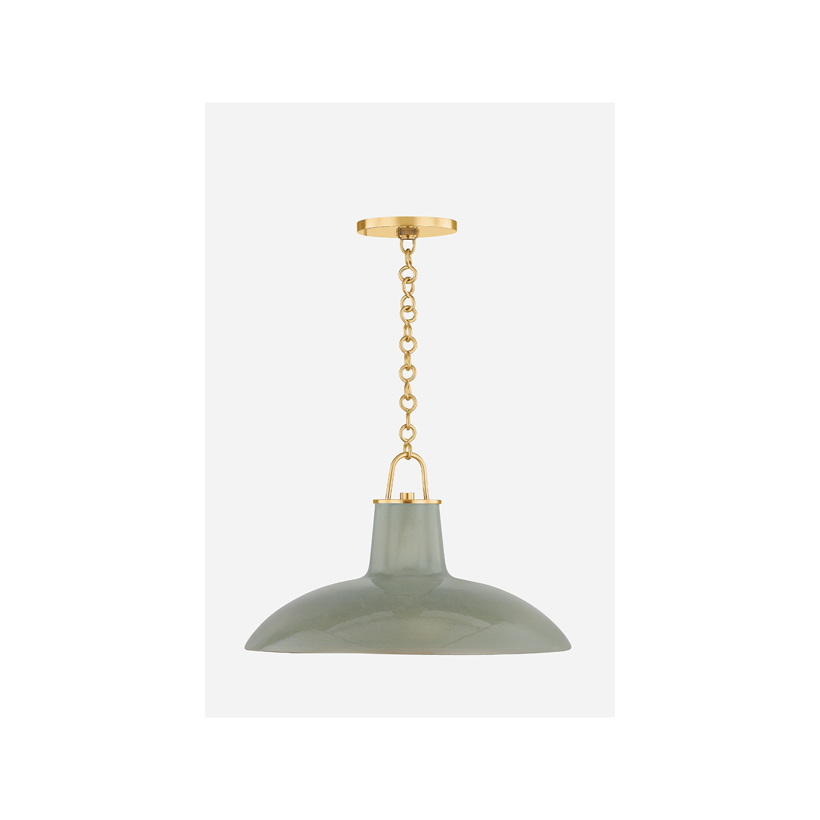 POTTERSVILLE Pendant, Brass, Teal, 11.25" H x 18" W x 18" D