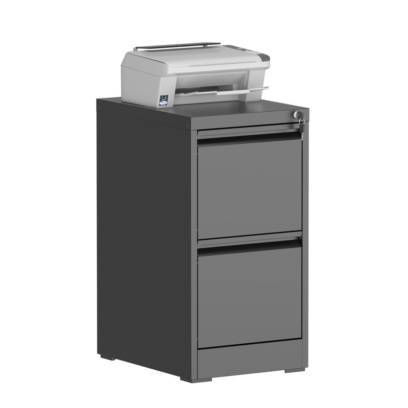 2 Drawers Metal Vertical File Cabinets with Lock-Durable for Home & Office., Black