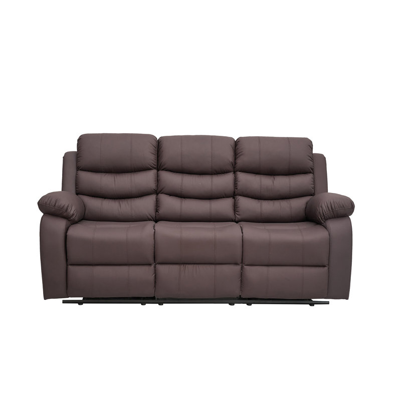 Sybley 3 Seater Faux Leather Reclining Sofa, Brown