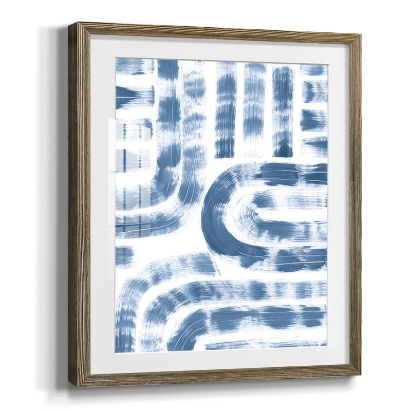 Dye Maze II, Blanc, Papier avec cadre noyer