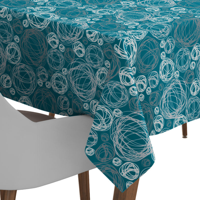 Nappe Dunwich, 102 po x 52 po, Bleu sarcelle / blanc