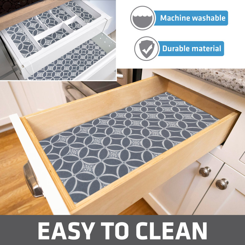Premium Luxury Shelf & Drawer Liner, Thick Cushioned Fabric, Absorbent, Waterproof, Slip-Resistant, Non-Adhesive, Liners for Kitchen Cabinets, Cupboards (Indigo Grey) (12”x59”) (USA Made)