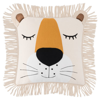Decorative Throw Pillow Cover Lion Face Design 18x18 Inch