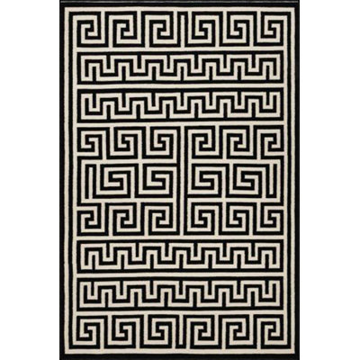 Mari Black Geometric Washable Indoor/Outdoor Area Rug