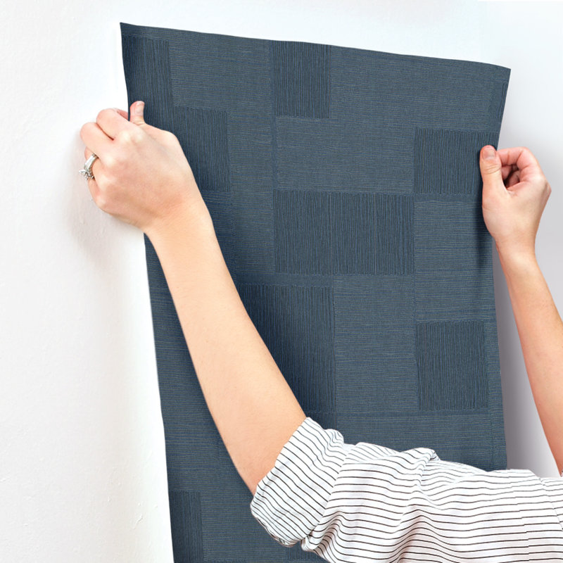 Geometric Metallic Wallpaper Roll, Navy