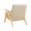 Chaise d'appoint rembourrée brune avec assise confortable en bois massif et coussin en bois d'hévéa-231279967