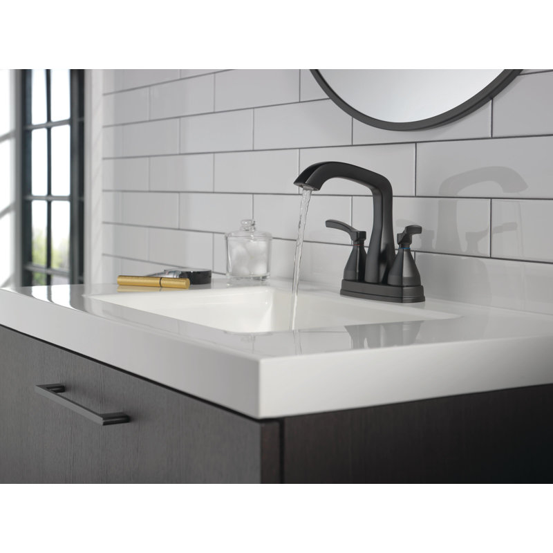 Stryke Centerset Bathroom Faucet with Drain Assembly, Matte Black