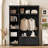 Grooved Back Panel Design Hall Tree with 3 Adjustable Side Shelves and 4 Hooks and 2 Spacious Drawers-129411457