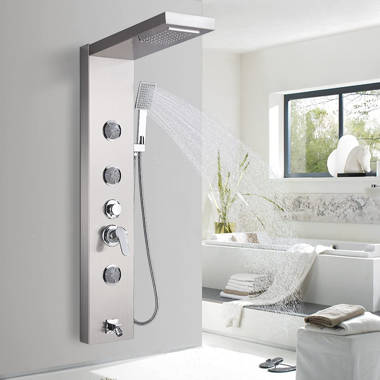 Shower Faucet Rainfall Waterfall Shower Panel Tower System Massage Jet  Mixer kit