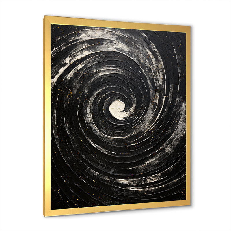 «Black Cosmic Current Spiral I - Abstract Spirals», reproduction d'art sur toile_106079, H 20 po x l 12 po x P 1 po