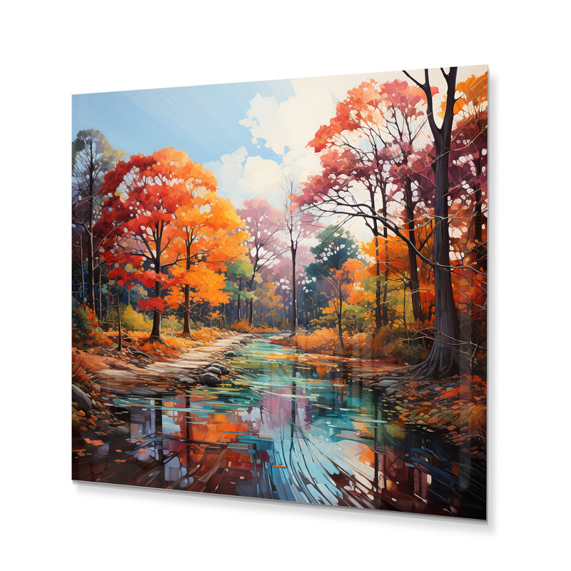 Allemagne Allemagne, automne en orange II - Paysages, décoration murale en métal, H 23 po x l 23 po x P 1 po