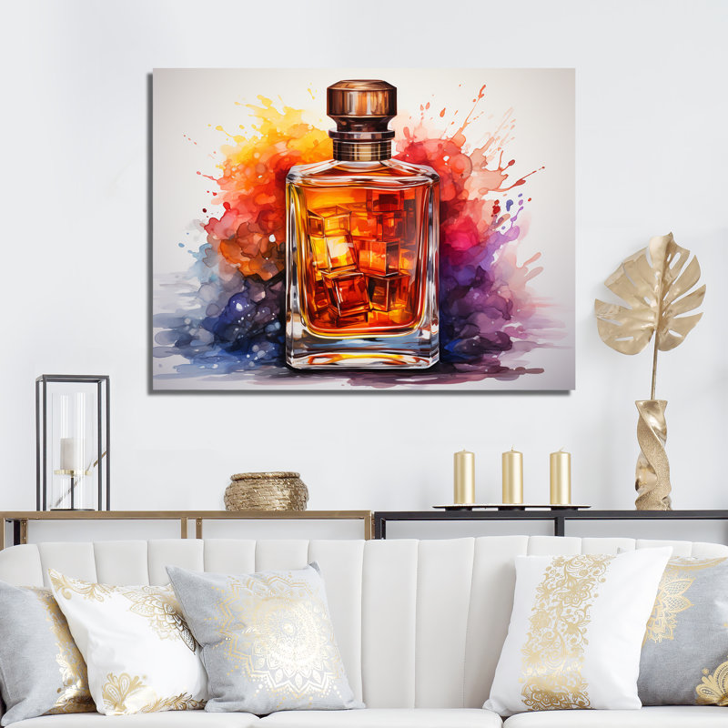 Orange orange bouteille de parfum 1 - Parfums, art mural, Toile tendue, H 30 po x l 40 po x P 1,5 po