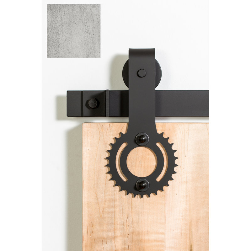 Ensemble de quincaillerie pour porte de grange simple standard Sprocket Premium, 60 po, Meulé inoxydable