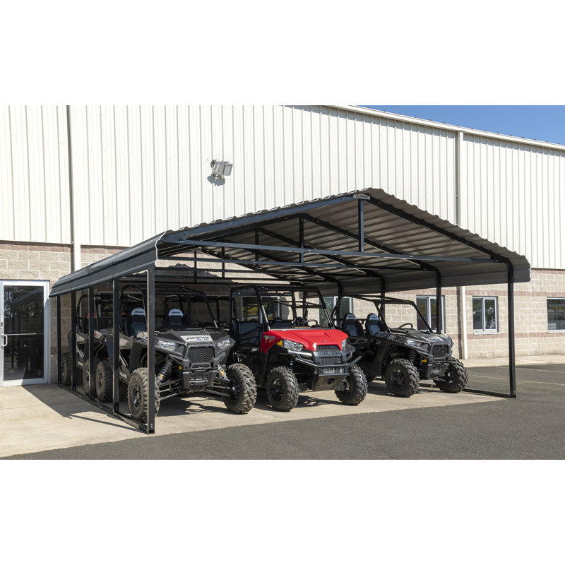 Galvanized Steel Carport, 20X20X7, Charcoal
