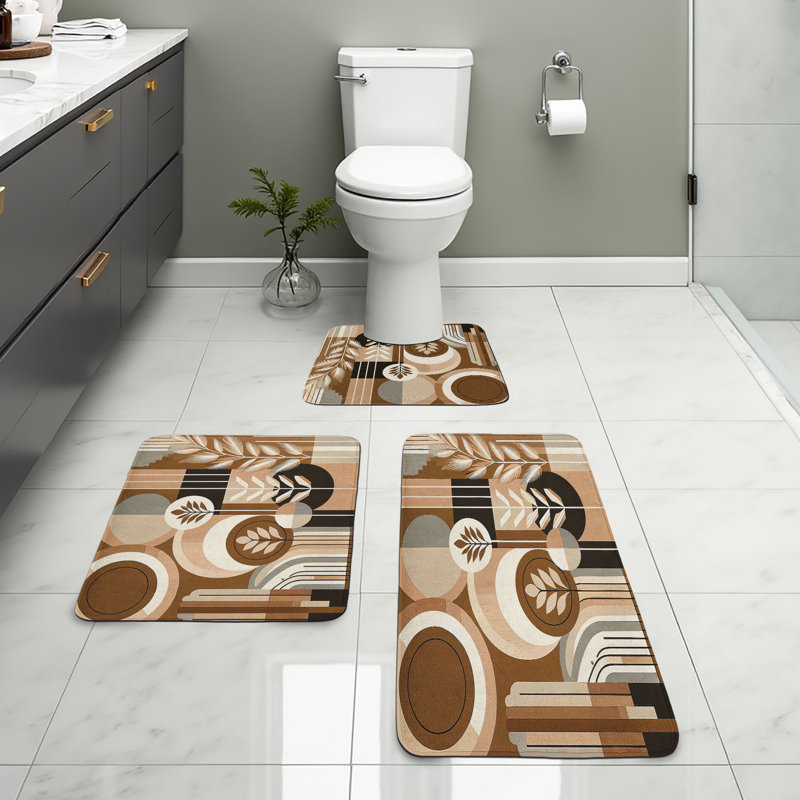  Ensemble de tapis de salle de bain 3 pièces Monstera