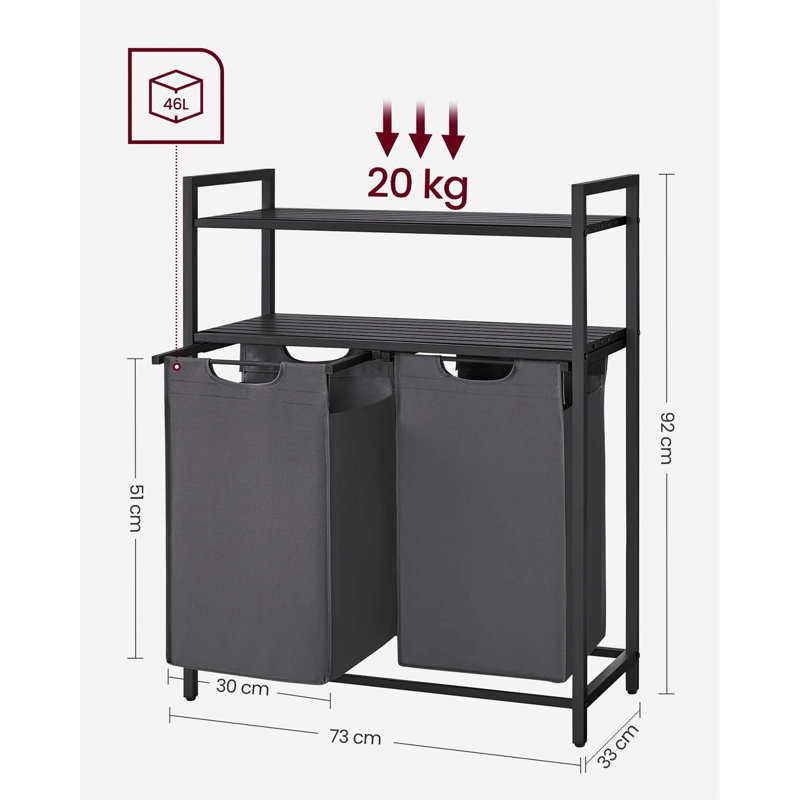 Bhargava Laundry Hamper with Handles, Black/Grey