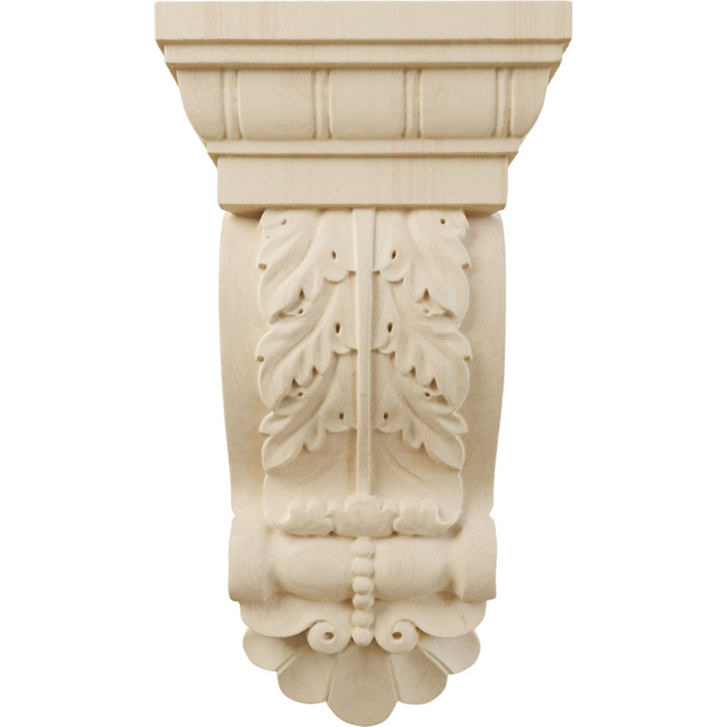 Light Oak Rubberwood Acanthus Carved Corbel