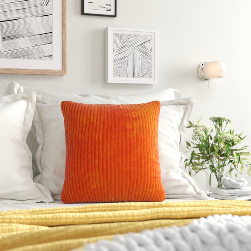 Coussins décoratifs réversibles en velours côtelé rembourrés de polyester moelleux de couleur unie Wide Wale, Noir