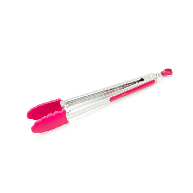 Pinces verrouillables Fox Run Brands, silicone et acier inoxydable, 12 po, framboise