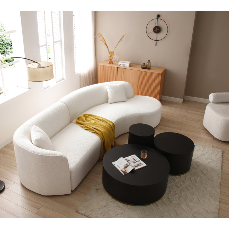 Table basse Lounge Room, ronde noire, entièrement assemblée, table d'appoint noire et assemblée